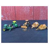 (5) 1/64 John Deere Tractors + Scrapers Customized