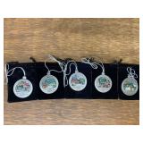 (5) John Deere Pewter Christmas Ornaments