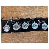 (5) John Deere Pewter Christmas Ornaments