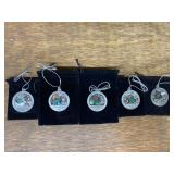 (5) John Deere Pewter Christmas Ornaments
