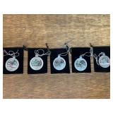 (5) John Deere Pewter Christmas Ornaments