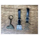 (3) Caterpillar Watch Fobs + Blaw Know Keychain