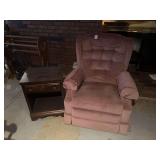 Pink Rocking Recliner and side table