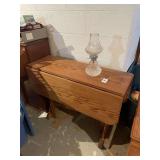 Drop leaf table and oil lamp