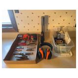 Pocket Knives, Tape Measures, Flashlights and assorted batteries