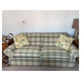 La Z Boy Green Yellow Blue Plaid Couch