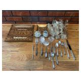 Lot of Silverwear, Gold trays, Sugar & Creamer dish