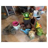 Baskets hoses and gardening items