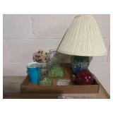 Beads, rocks, vases and lamp