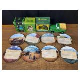 (12) John Deere Plates, Bank, Night Light, Water Balls