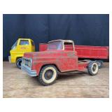 (3) Tonka Trucks + Buddy L Trailer