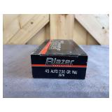 1 Box  CCI Blazer 230 Gr. FMJ .45 ACP