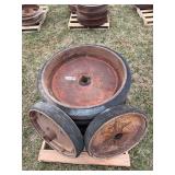 (6) Fordson Steel Wheels with Solid Rubber Tires