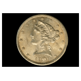 1901-S Liberty Head Half Eagle $5 Gold Coin
