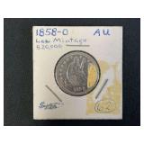 1858-O Seated Liberty Quarter Dollar