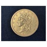 1838 $5 Classic Head Half Eagle US Gold Coin