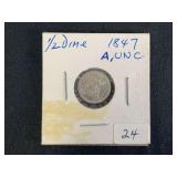 1847 Seated Liberty Half Dime.