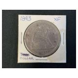 1843 United States Seated Liberty Silver Dollar