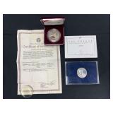 1986 France 100 Francs & 1988-S US Olympic Dollar 2 Coin Lot