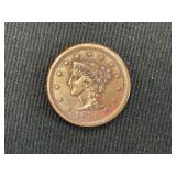 1851 United States of America Braided Hair One Cent Coin