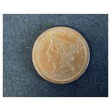 1853 US Braided Hair Half Cent Coin