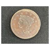 1853 United States Braided Hair One Cent Coin