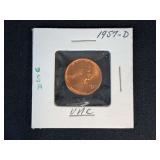 2 US Lincoln Cent Coins: 1957 P and 1957 D