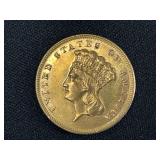 1874 Indian Princess Head $3 Gold Coin