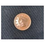 1855 Braided Hair Large Cent US Coin