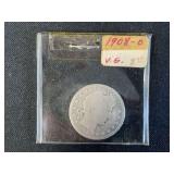 1908-O Barber Quarter Dollar