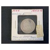 1853-O Seated Liberty Quarter Arrows and Rays Variety 2