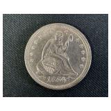 1854 Seated Liberty Quarter Dollar