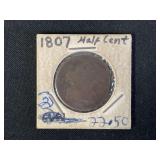 1807 Draped Bust Half Cent Coin Lot