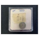 1851 Three Cent Piece US Coin