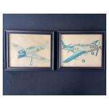 (2)-Framed Airplane Prints