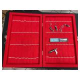 Lot Consisting of (7)-Small Knives and Wooden Knife Storage Case