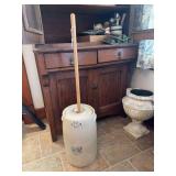 Western Stoneware Butter Churn with Wooden Dasher