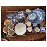 Assorted Blue and White China Tableware