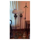 (3) Floor Lamps Including Aladdin Style Lamp with Glass Shade