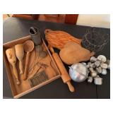 Assorted Wooden Kitchen Utensils and Accessories