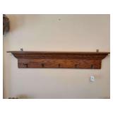 Wooden Shelf with Hook Rail