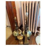 Pair of Decorative Lamps with Painted Glass Globes