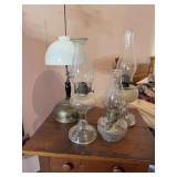 Assorted Glass Kerosene and Oil Lamps