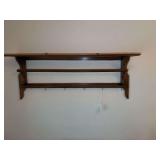 (2) Wood Hanging Wall Shelf with Hooks