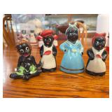 Black Americana Set of Four Figural Ceramic Salt and Pepper Shakers, Japan
