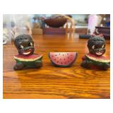 Black Americana Salt and Pepper Shakers with Watermelon