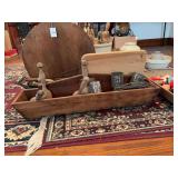 Large Wood Box with Kitchen Utensil Assortment