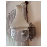 Floral Embossed Metal and Glass Wall Mount Oil Lamp