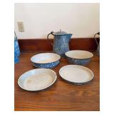 Graniteware Coffee Pot and Wash Basin Set