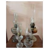 Assorted Glass Oil Lamps - Four Pieces